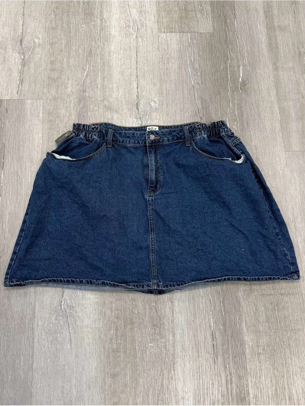 Shiny By Nature Dark Wash Denim Skirt - Size 2XL